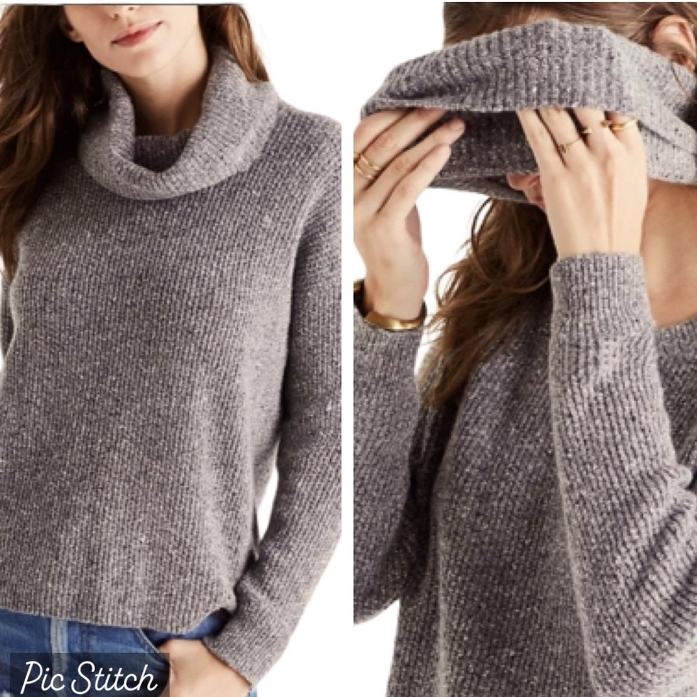 Madewell Convertible Cowl Neck To Crew Neck Lambs Wool Cashmere Blend Sweater S